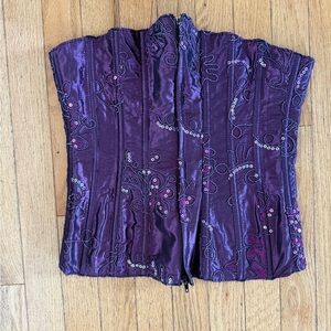 Purple Embroidered Corset Top